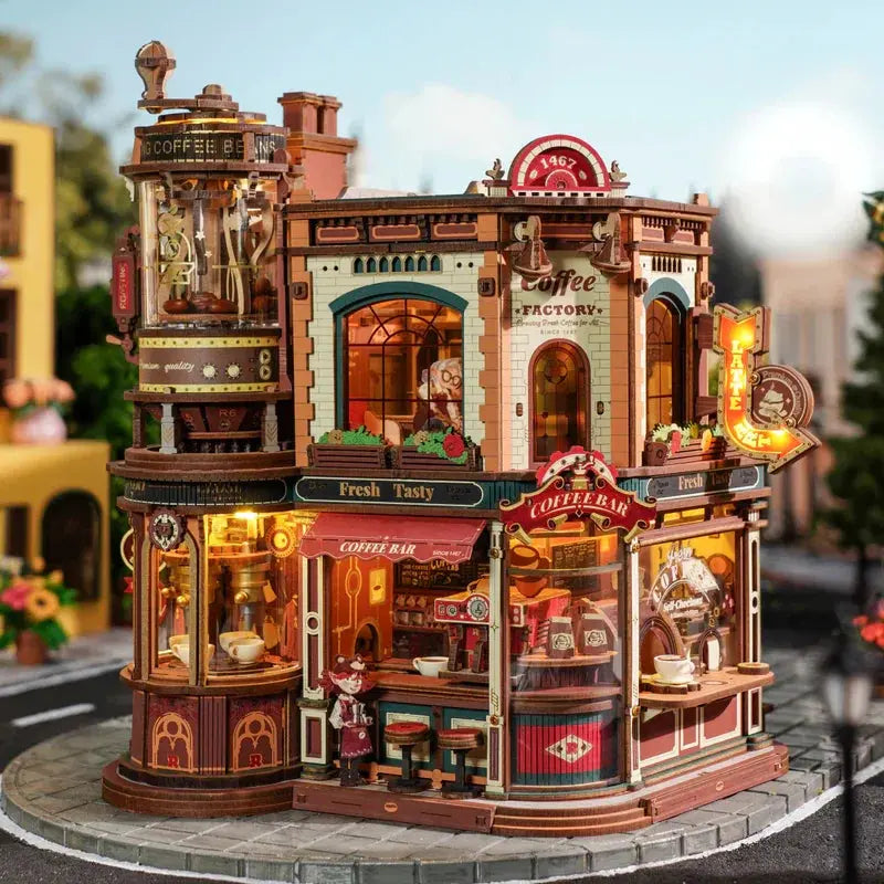 ROKR Dream Coffee Factory, puzzles en bois 3D, boîte à musique en bois, kits de modèles en bois de Noël, meilleurs cadeaux pour enfants et adultes, EAB02 Puzzle 3D France