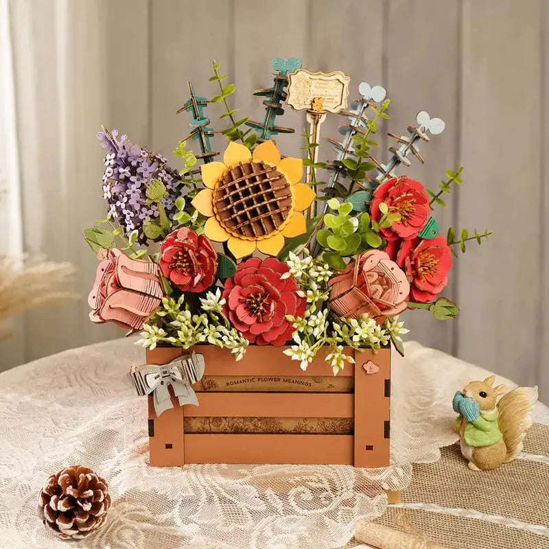 Puzzle 3D Boîte à Fleurs en Bois - Crafterra