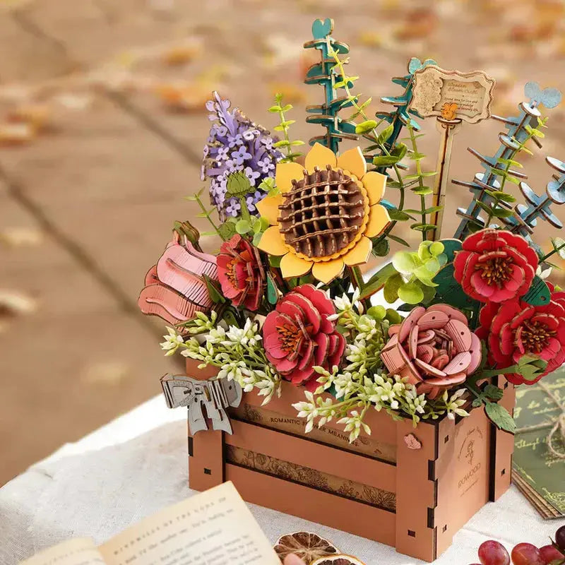 Puzzle 3D Boîte à Fleurs en Bois - Crafterra