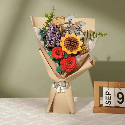 Puzzle 3D Bouquet de Fleurs en Bois - Crafterra