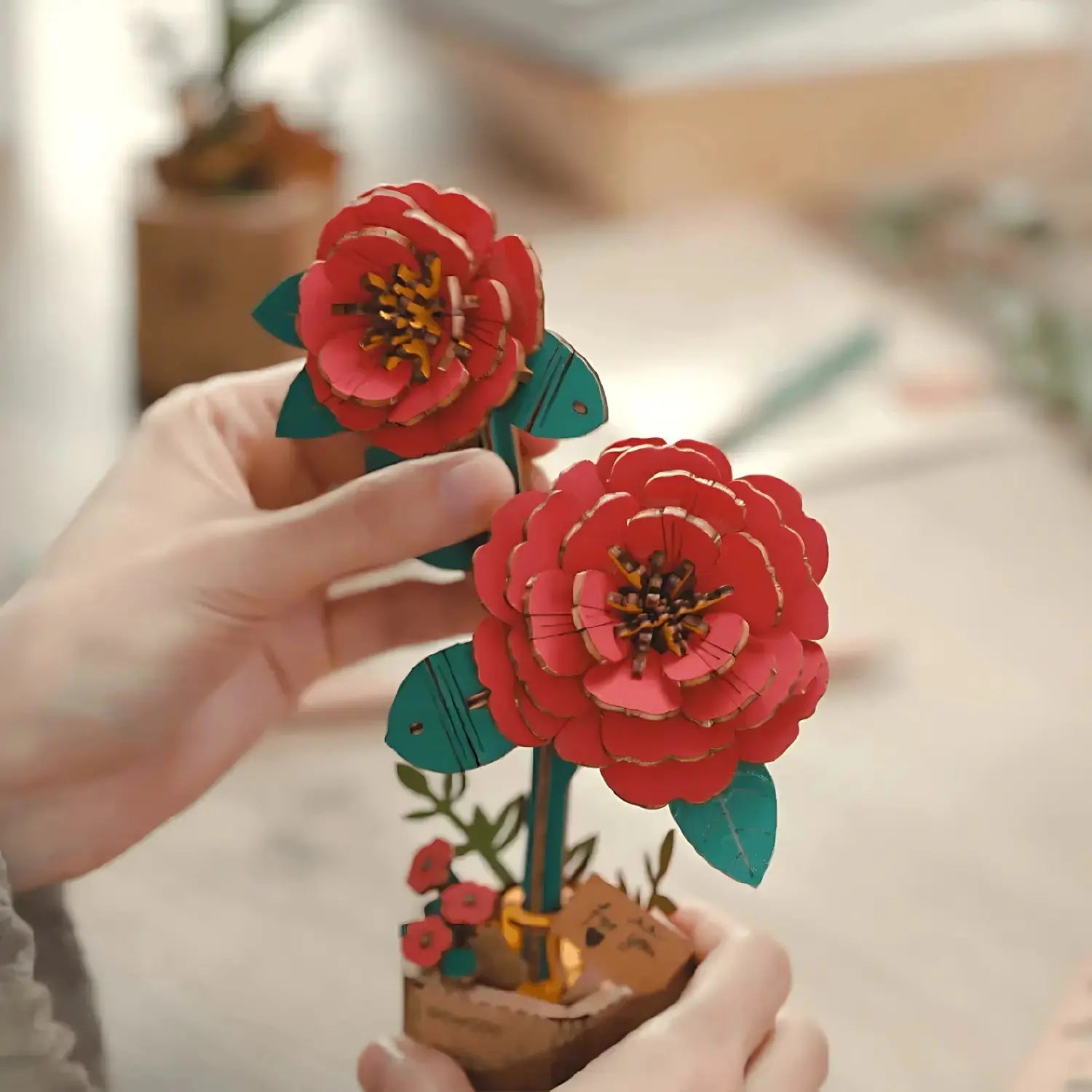 Puzzle 3D Camélia Rouge Crafterra