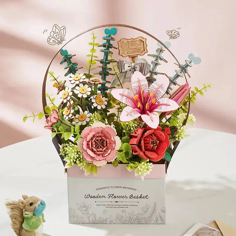 Puzzle 3D Panier de Fleurs en Bois Crafterra