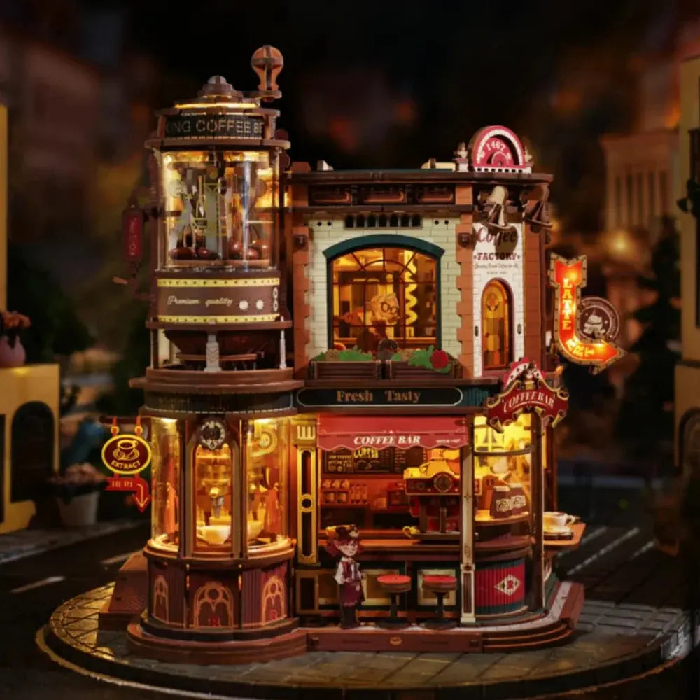 ROKR Dream Coffee Factory, puzzles en bois 3D, boîte à musique en bois, kits de modèles en bois de Noël, meilleurs cadeaux pour enfants et adultes, EAB02 Puzzle 3D France