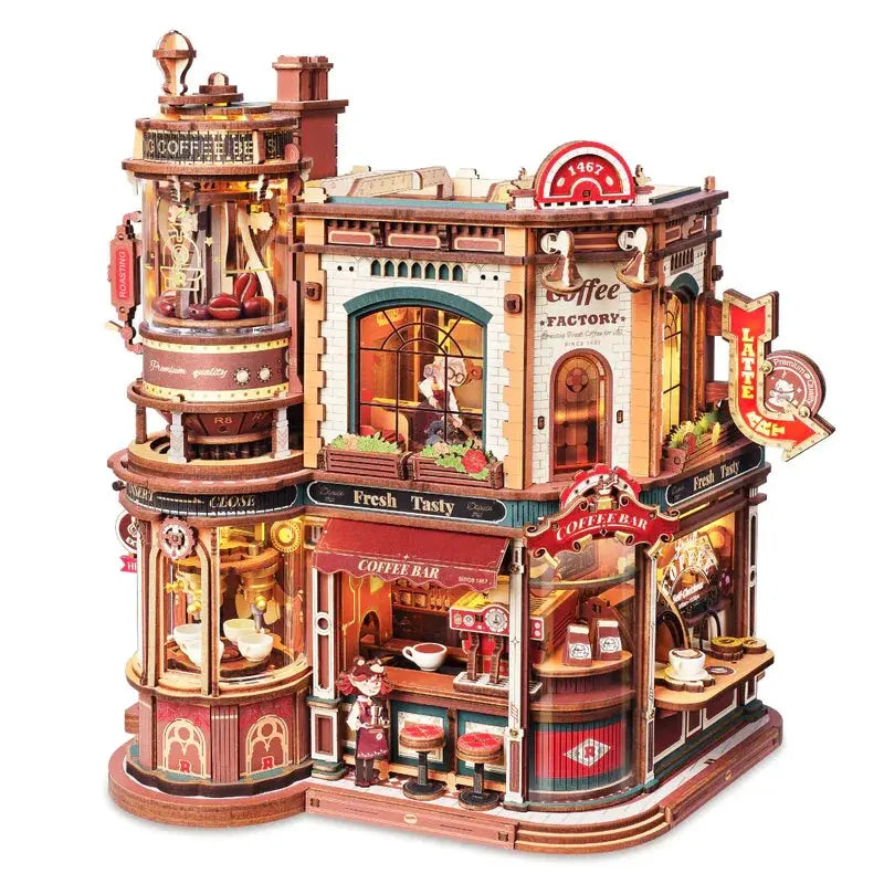 ROKR Dream Coffee Factory, puzzles en bois 3D, boîte à musique en bois, kits de modèles en bois de Noël, meilleurs cadeaux pour enfants et adultes, EAB02 Puzzle 3D France