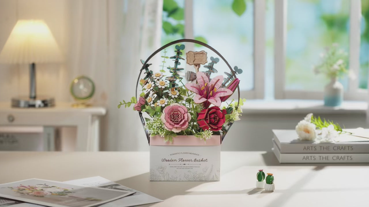 Charger la vidéo: Puzzle 3D Panier de Fleurs en Bois