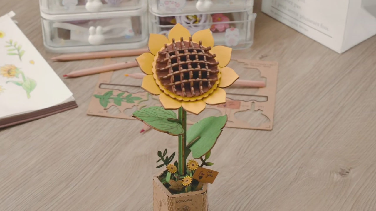 Charger la vidéo: Puzzle 3D Bouquet de Fleurs en Bois