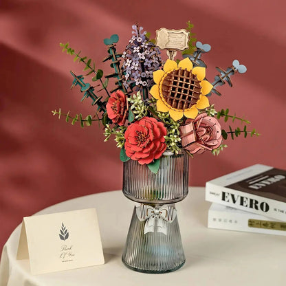 Puzzle 3D Bouquet de Fleurs en Bois - Puzzle 3D France