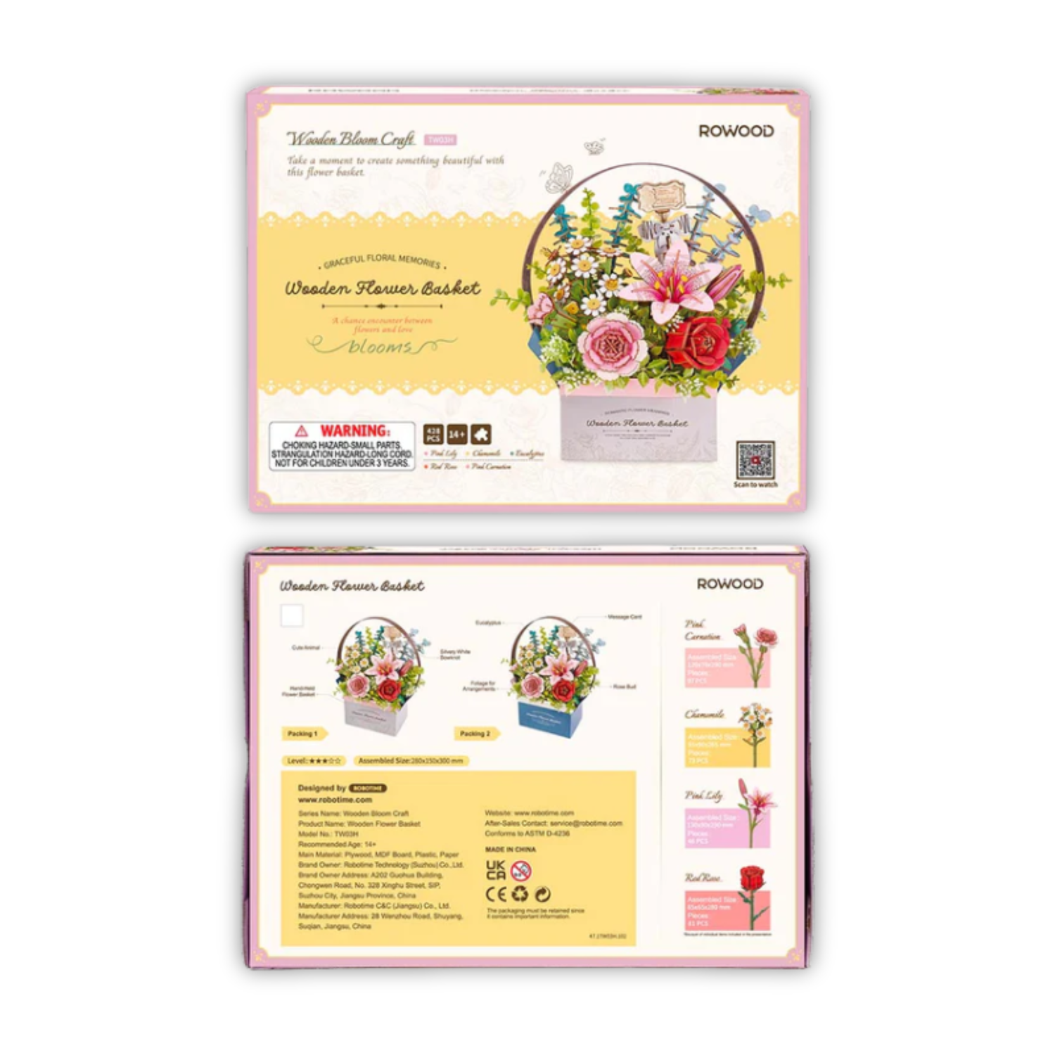 Puzzle 3D Panier de Fleurs en Bois - Puzzle 3D France